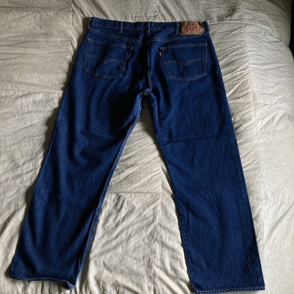 Levis 501 Original Mens Red Tab StraightFit ButtonFly Dark Wash Blue Jean 38x29 - Picture 8 of 16